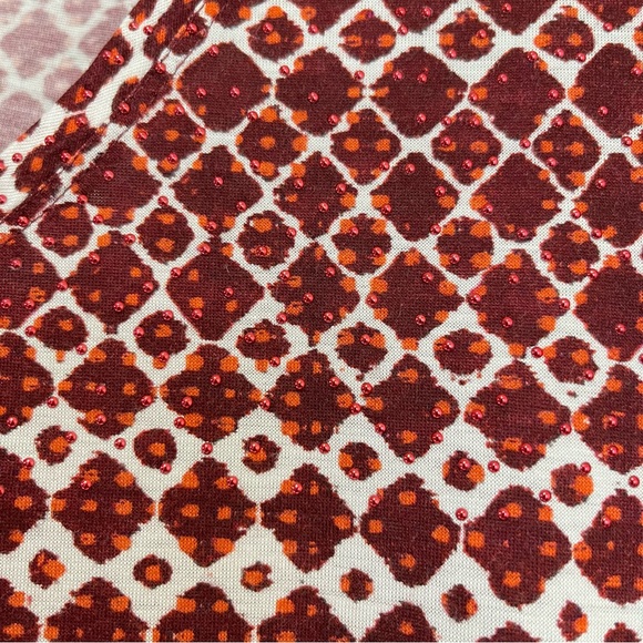 St. John Diamond Print Studded Beads Silk Blend Short Sleeve Top - Picture 5 of 15